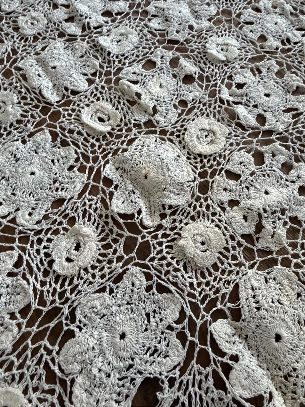 Handmade Cream Crochet Tablecloth - Elegant Lace Dining Linen